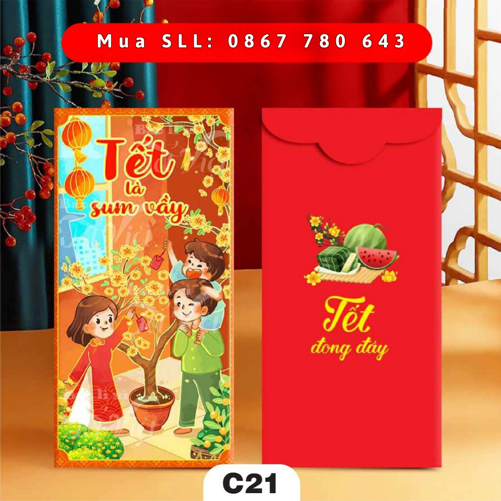 Sỉ 100c Bao Lì Xì Năm Mới 2024 Giáp Thìn Mẫu Tết Sum Vầy PUKAPI