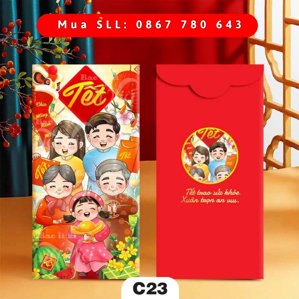 Sỉ 100c Bao Lì Xì Năm Mới 2024 Giáp Thìn Mẫu Tết Sum Vầy PUKAPI