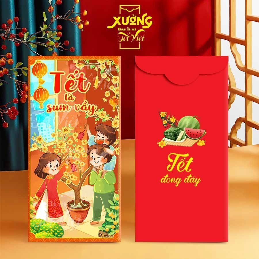 Sỉ 100c Bao Lì Xì Năm Mới 2024 Giáp Thìn Mẫu Tết Sum Vầy PUKAPI