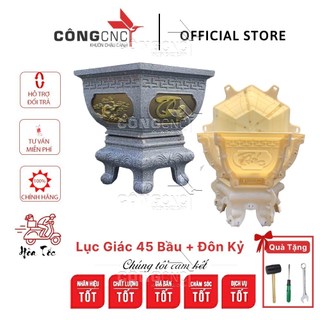 Khuôn Đúc Chậu Lục Giác 45 dáng bầu họa tiết tùng, phúc lộc thọ