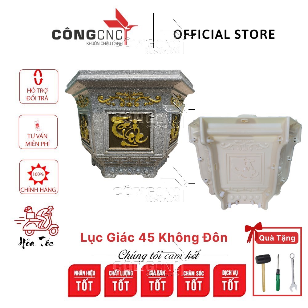 Khuôn Chậu Cảnh ABS Lục Giác 45 Sen -Phúc Lộc Thọ - Tết tài lộc- cá chép tài lộc không kèm chân- LG45PLT