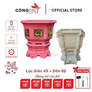 Khuôn Chậu Cảnh ABS Lục Giác 45 Sen - Phúc Lộc Thọ + Khuôn Chân Đôn Bệ 45 - LG45SPLTDB