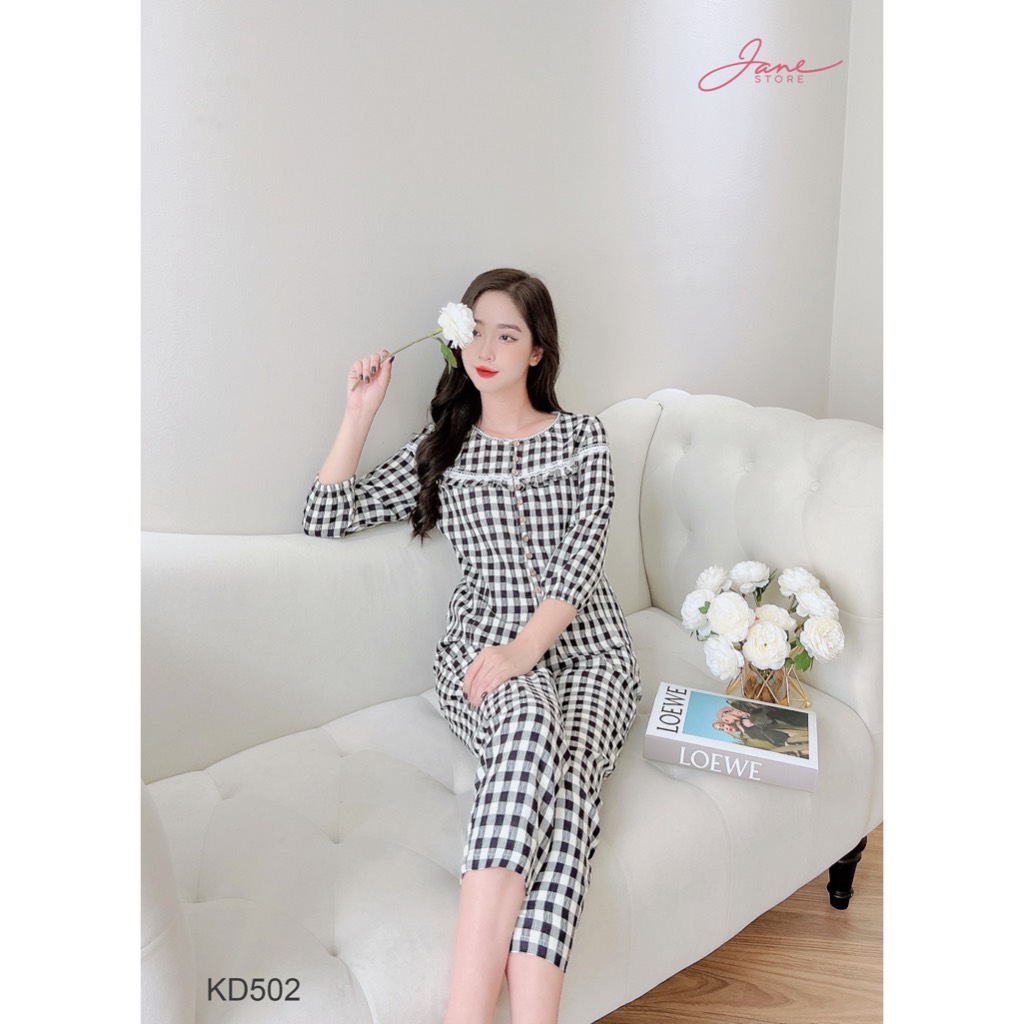 Đồ bộ nữ đũi mềm cực xinh tay lỡ phối ren quần dài dễ thương cho nữ KD50