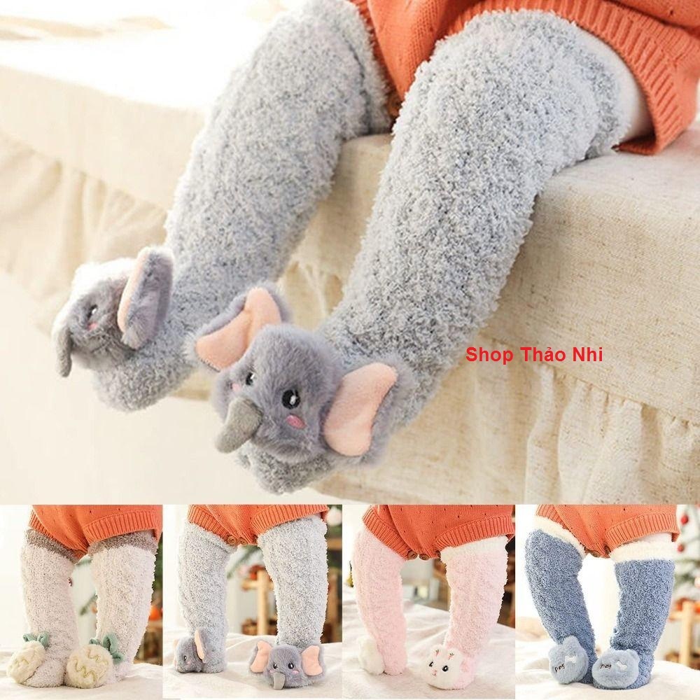 Tất Lông Cừu Giữ Ấm , Vớ Lông Cừu San Hô Dày Dặn Ấm Áp Kiểu Hoạt Hình Đáng Yêu Cho Bé