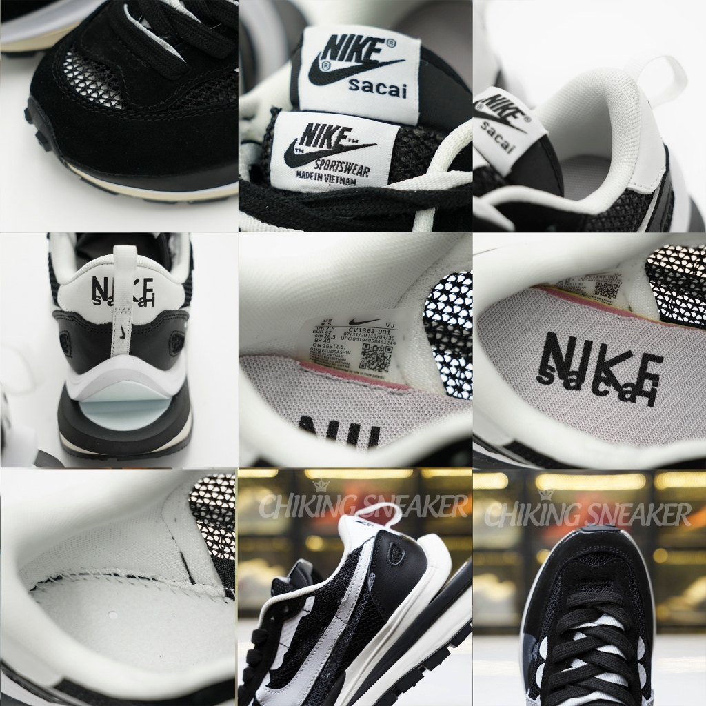 Giày Sneaker Nike Sacai x VaporWaffle 'Black White' Siêu Cấp