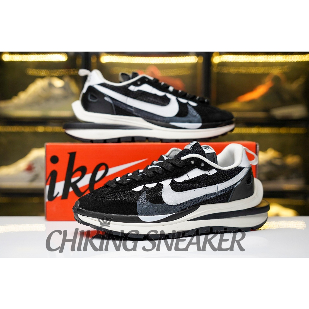 Giày Sneaker Nike Sacai x VaporWaffle 'Black White' Siêu Cấp
