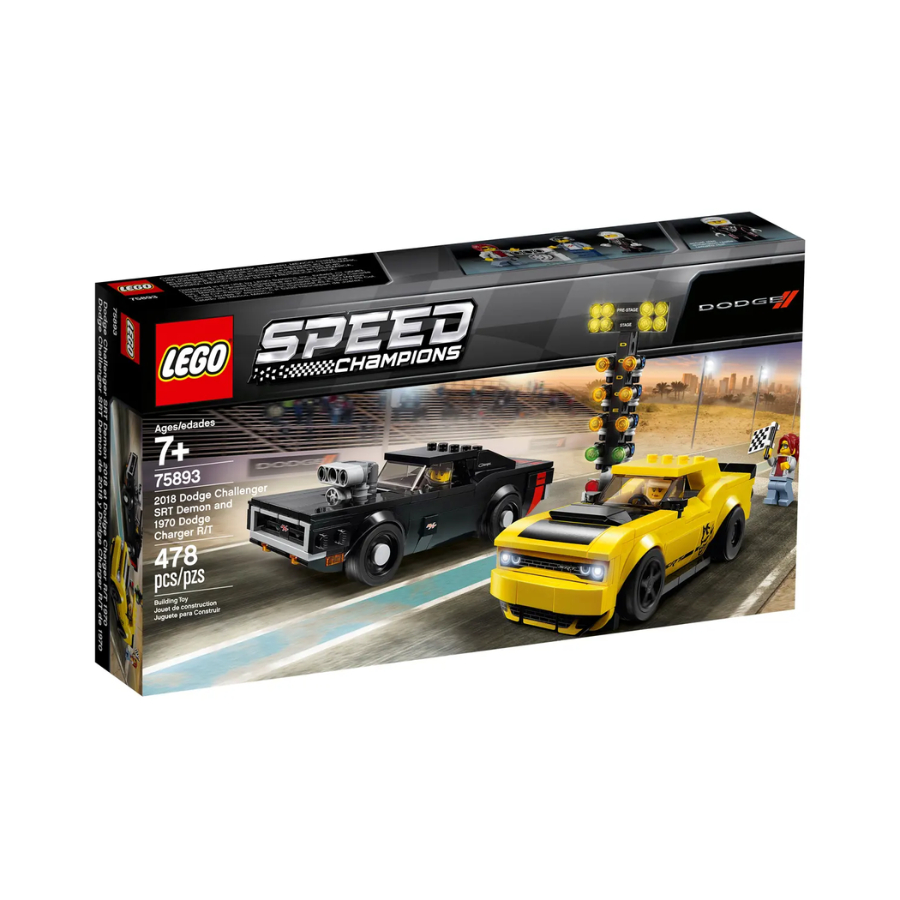 BỘ LẮP RÁP LEGO SPEED CHAMPIONS 75893 SIÊU XE 2018 DODGE CHALLENGER SRT DEMON VÀ SIÊU XE 1970 DODGE 