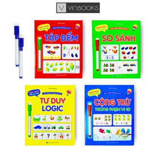 Sách - Làm Toán Không Sợ Sai - So Sánh, Cộng Trừ, Tư Duy, Tập Đếm - Viết Xoá Được ( 4 Cuốn )