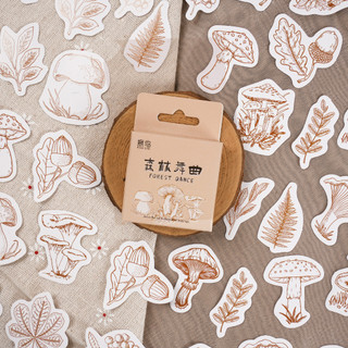 Hộp 46 chiếc sticker forest dance - khu rừng nấm và cỏ cây vintage dán sổ bullet journal scrapbook thư thiệp