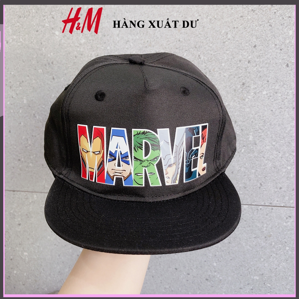 Mũ HM cho bé trai màu đen marvel size 2-4 tuổi