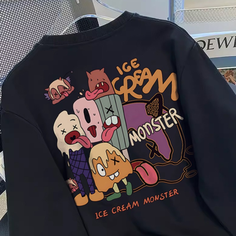 Áo nỉ nữ cổ tròn Đen thời trang local brand Salute Sweater Hàn Quốc cho vintage bản in vui vẻ Y0479