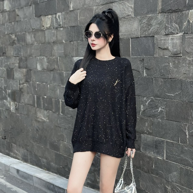 Áo Sweter Nhũ Kim Tuyến Y Ét Lờ ❤ Áo Nỉ Phối Nhũ Óng Dày Dặn Dáng Rộng Nam Nữ NVA673