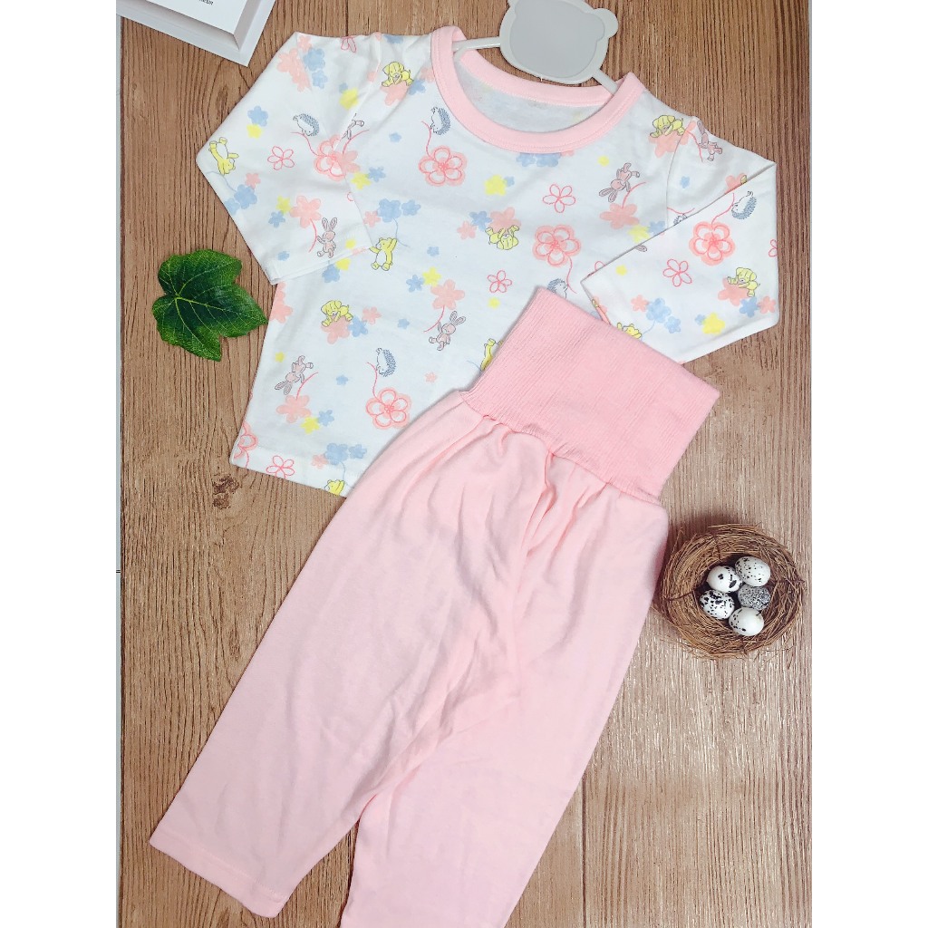 Đồ Bộ Tay Dài Chất Liệu Thun Cotton Cho Bé Trai Bé Gái 10 - 11 Kg