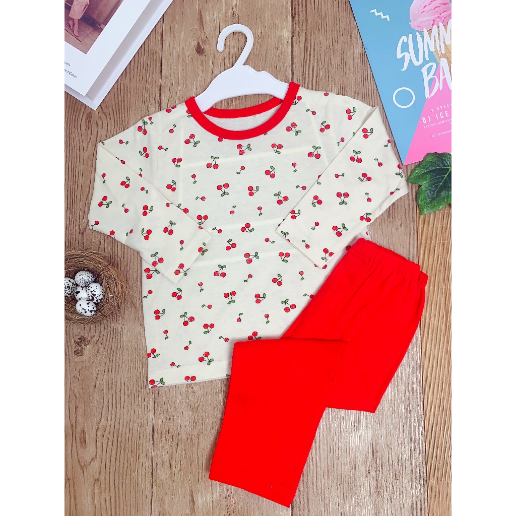 Đồ Bộ Tay Dài Chất Liệu Thun Cotton Cho Bé Trai Bé Gái 12 - 13 Kg