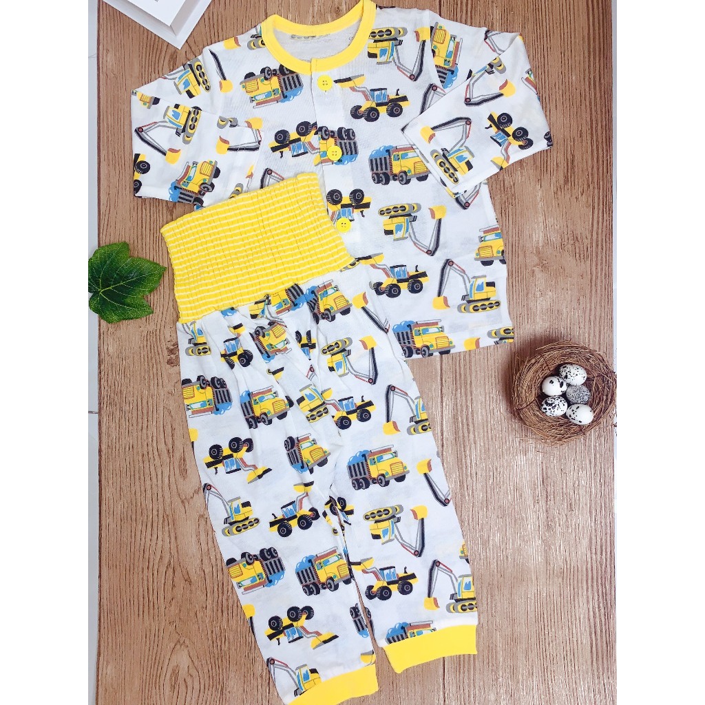 Đồ Bộ Tay Dài Chất Liệu Thun Cotton Cho Bé Trai Bé Gái 10 - 11 Kg