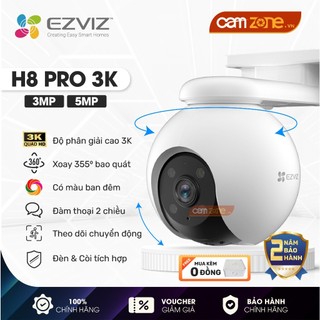 [Mã giảm 20K] Camera Wifi Ngoài Trời EZVIZ H8 Pro 3K 5MP - Siêu Nét, Quay Quét 360, Đàm thoại, Màu Đêm, Đèn Còi Báo Động