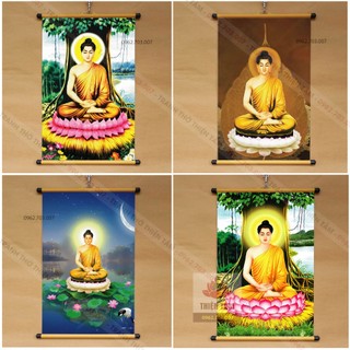 Tranh Phật Thích Ca (Phật Giáo) 40x60cm treo tường bằng vải bóng cao cấp dày dặn