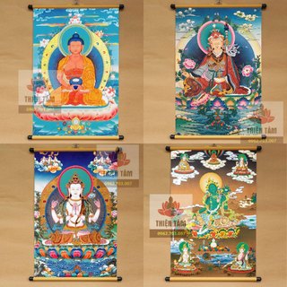 [NHIỀU MẪU] Tranh Mật Tông Thangka Tây Tạng 40x60cm bằng vải phủ bóng cao cấp dày dặn