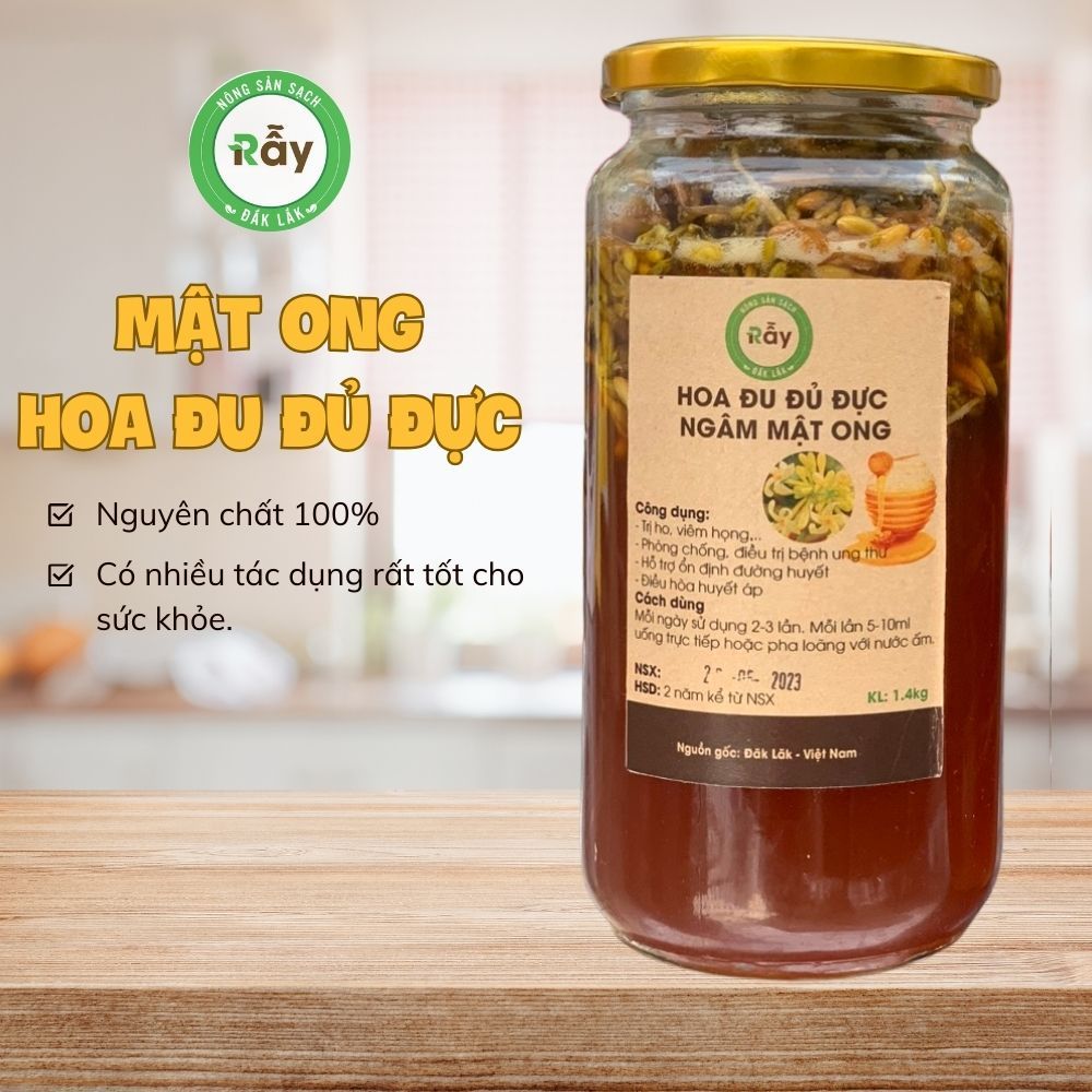 Mật ong ngâm hoa đu đủ đực Rẫy 100% nguyên liệu nhà trồng siêu chất lượng