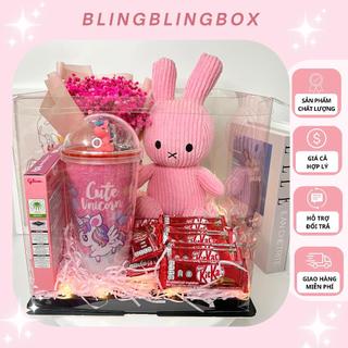 Set quà Pinky Bunny Blingblingbox set quà tặng người yêu hộp trong suốt sang trọng, tinh tế và ý nghĩa ngày lễ, kỉ niệm