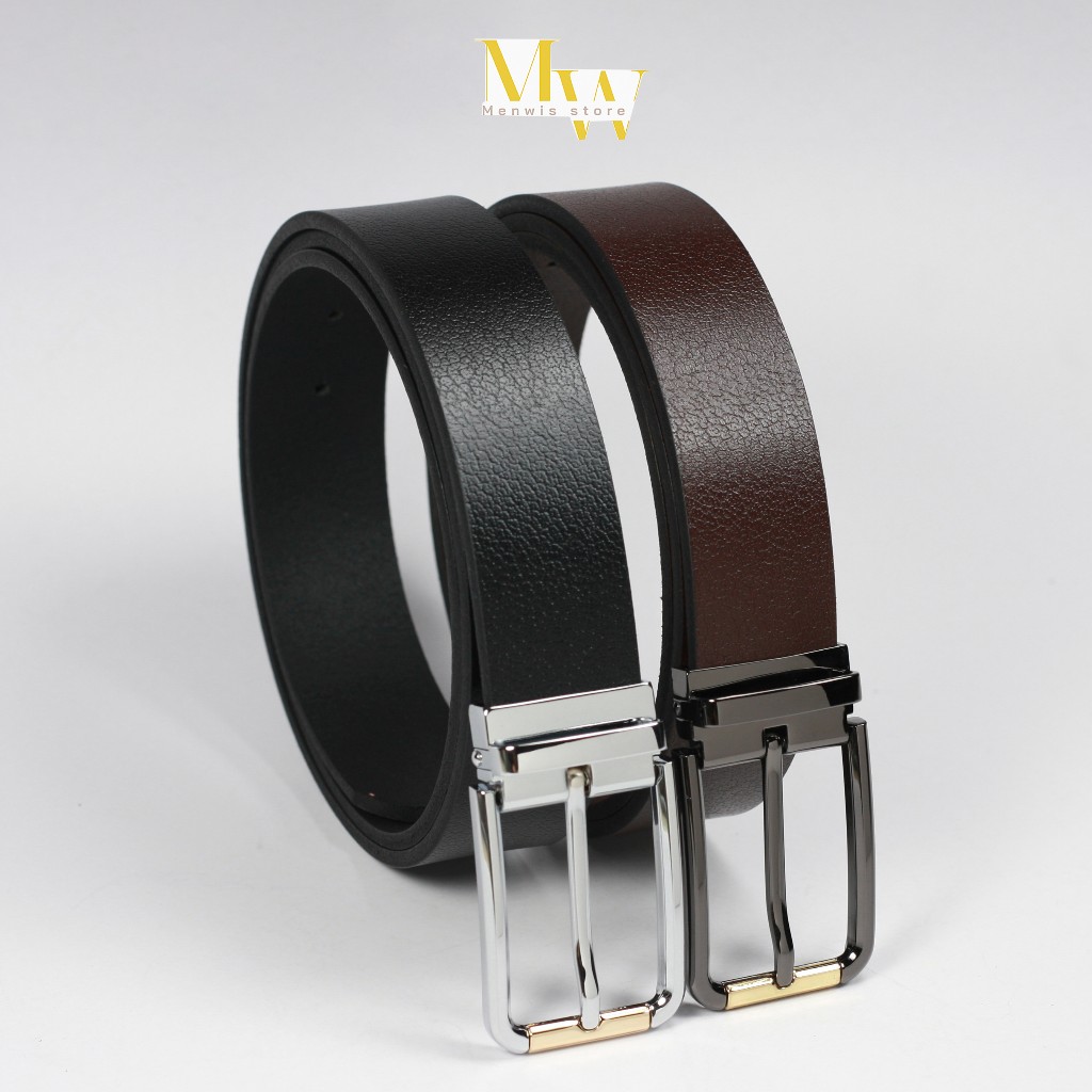 Thắt lưng nam cao cấp khóa kim MENWIS S09, dây nịt nam da bò 1 lớp bản 3.4 cm mặt khóa chống gỉ sét - dây nịch