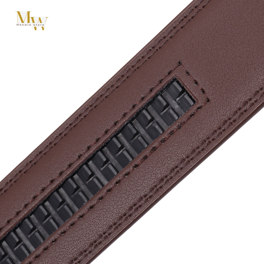 Dây thắt lưng nam dây nịt nam da bò 2 lớp Menwis D02 bản dây 3.5cm có răng cưa dùng cho khóa tự động