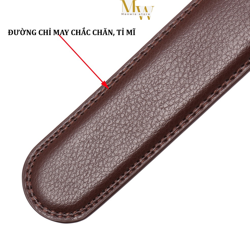 Dây thắt lưng nam dây nịt nam da bò 2 lớp Menwis D02 bản dây 3.5cm có răng cưa dùng cho khóa tự động