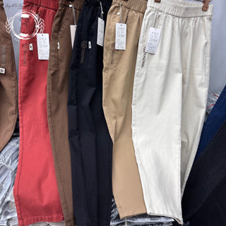 Quần Baggy Bigsize Nữ Lưng Thun , Quần Kaki Nhật Nữ Thêu Logo Thời Trang Bigsize 80kg