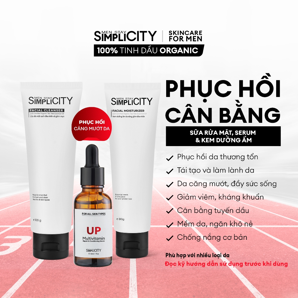 Bộ sản phẩm chăm sóc & phục hồi da cho nam Men Stay Simplicity Recovery Trio