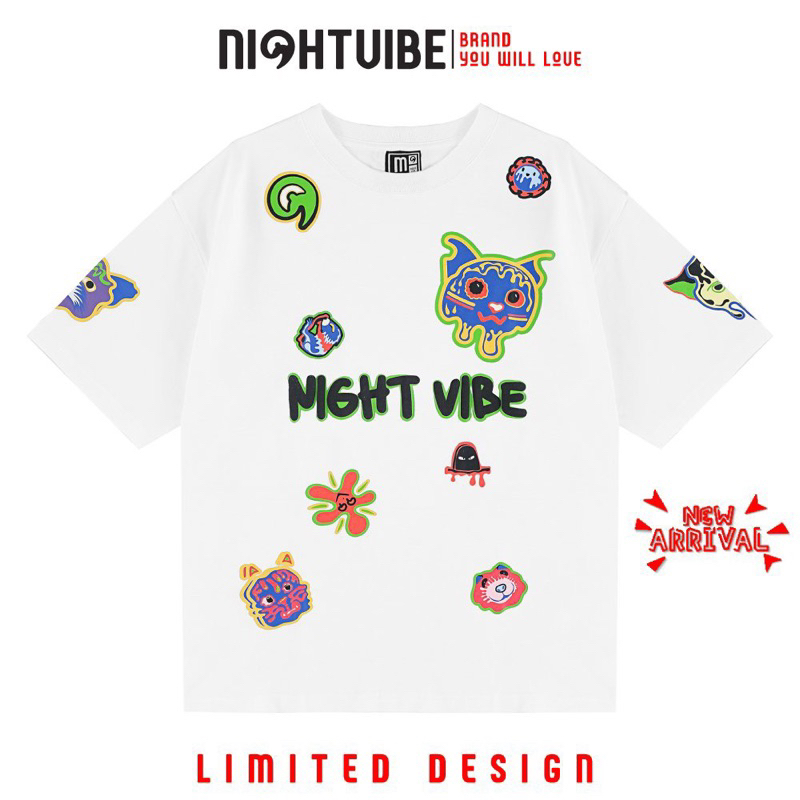 Áo thun Oversize Unisex NIGHTVIBE Moon Meow Mouse - White