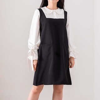 Váy Đầm Trắng Babydoll Học Sinh Viên Chữ A Phối Áo Sơ Mi thiết kế thắt nơ cổ tay dự tiệc du lịch biển mùa hè Hiva Cloth