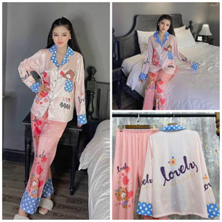  PIJAMA LỤA XƯỚC CAO CẤP QUẢNG CHÂU CARO THỎ 