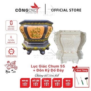 Khuôn đúc chậu bê tông nhựa abs lục giác chum 55