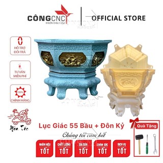 Khuôn Chậu Cảnh ABS Lục Giác 55 Cây Tùng + Khuôn Chân Đôn Kỷ 55 - LG55T
