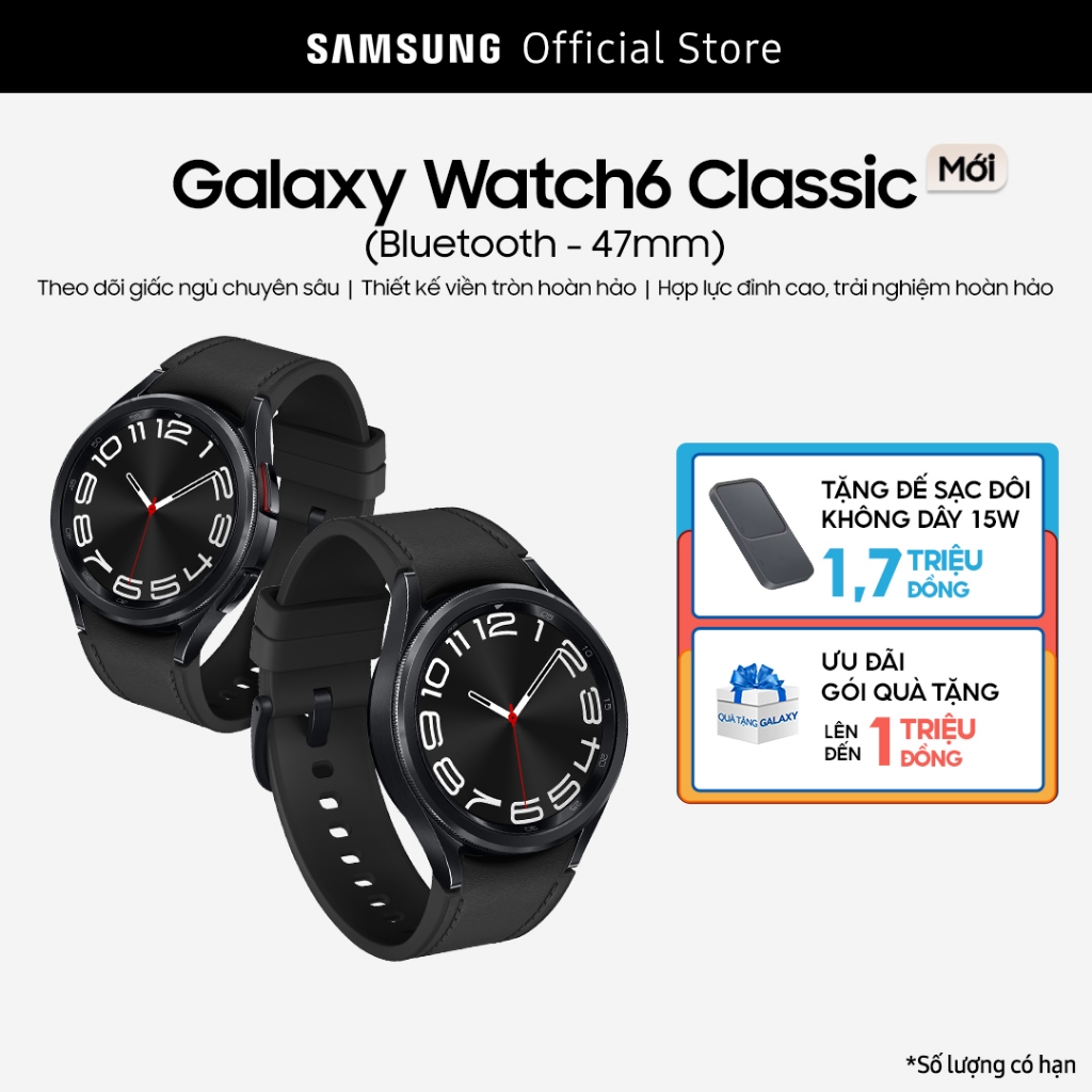 Đồng hồ Samsung Galaxy Watch6 Classic Bluetooth 47mm - Tặng đế sạc không dây (số lượng có hạn)