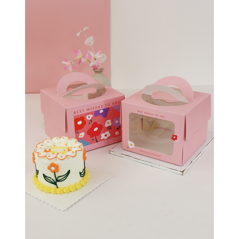 HỘP BÁNH KEM HOẠ TIẾT 16 X 16 12,5 CM