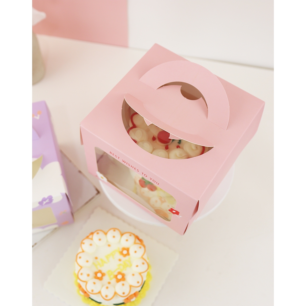 HỘP BÁNH KEM HOẠ TIẾT 16 X 16 12,5 CM