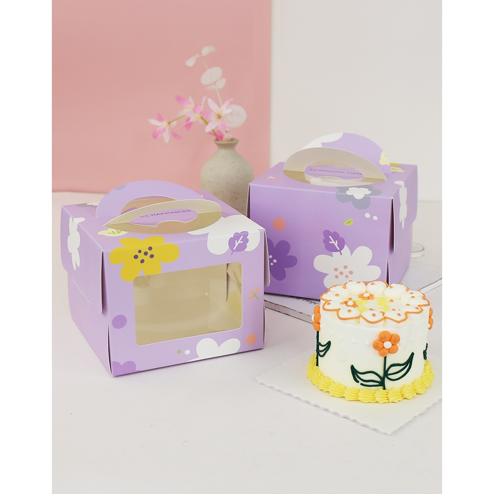 HỘP BÁNH KEM HOẠ TIẾT 16 X 16 12,5 CM