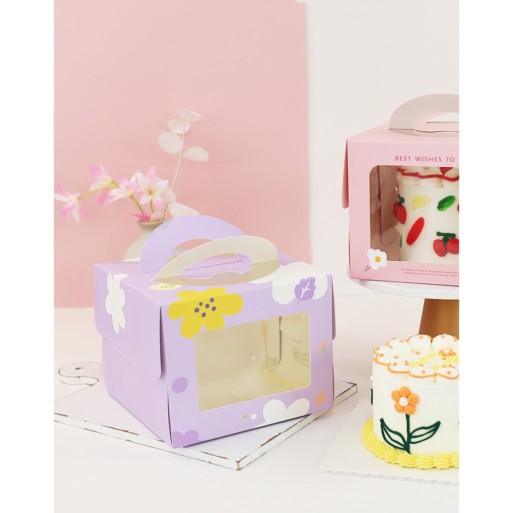 HỘP BÁNH KEM HOẠ TIẾT 16 X 16 12,5 CM