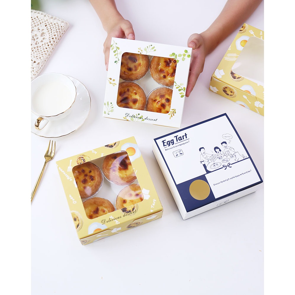 HỘP TART 4 - 6 BÁNH HỌA TIẾT LÁ