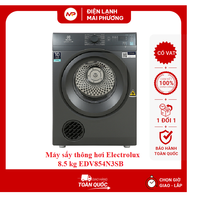 Máy sấy thông hơi Electrolux 8.5 kg EDV854N3SB - Hàng chính hãng