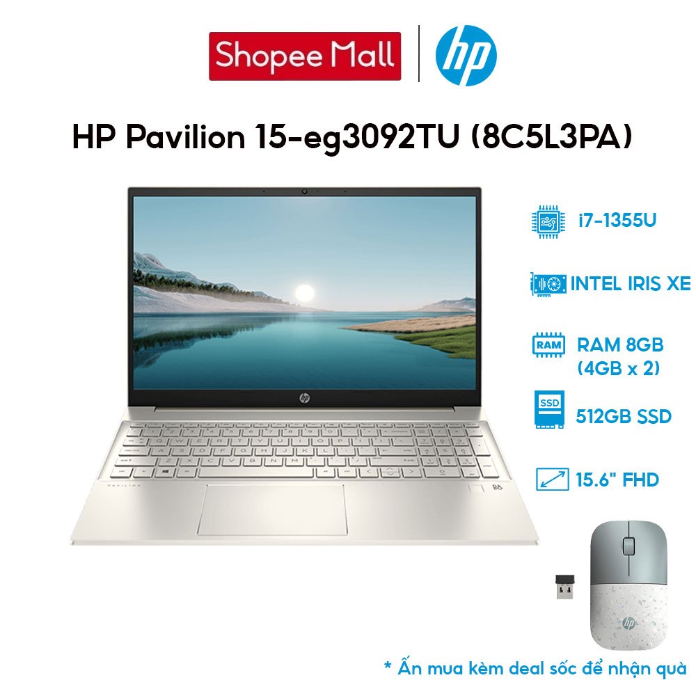 Laptop HP Pavilion 15-eg3092TU 8C5L3PA i7-1355U | 8GB | 512GB | Intel Iris Xe Graphics