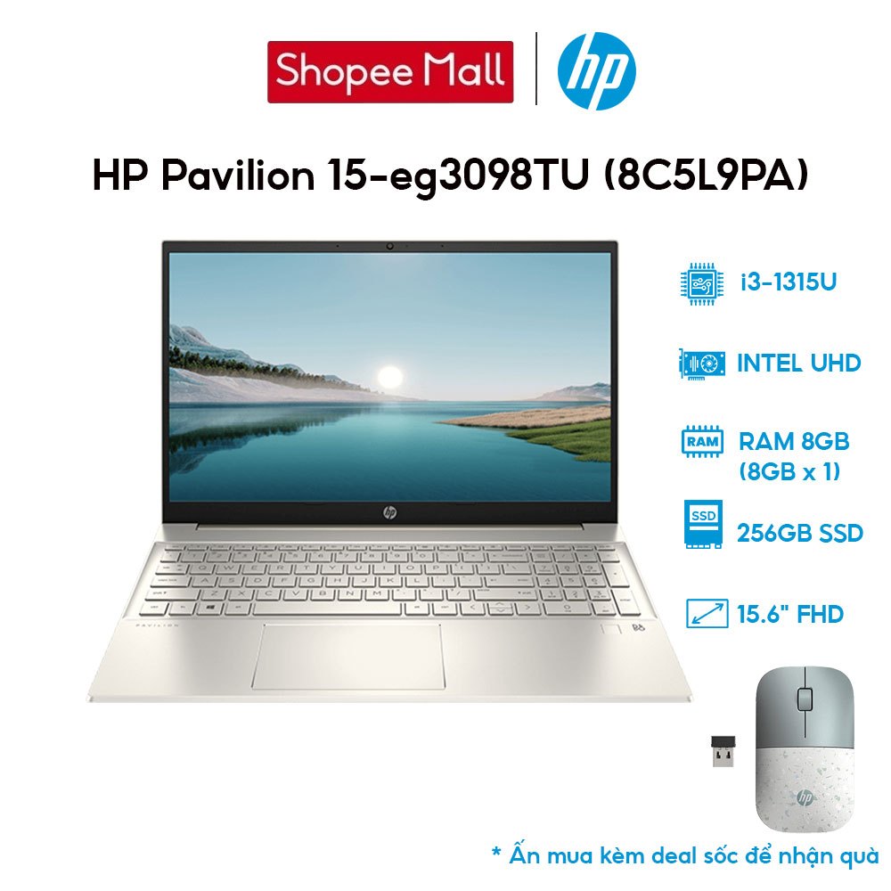 [Mã ELHP12 giảm 12%] Laptop HP Pavilion 15-eg3098TU 8C5L9PA i3-1315U | 8GB | 256GB | 15.6' FHD | Win 11
