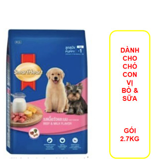 Thức ăn cho chó con hạt smartheart puppy 2.7kg vị bò và sữa-tuệ tuệ petshop