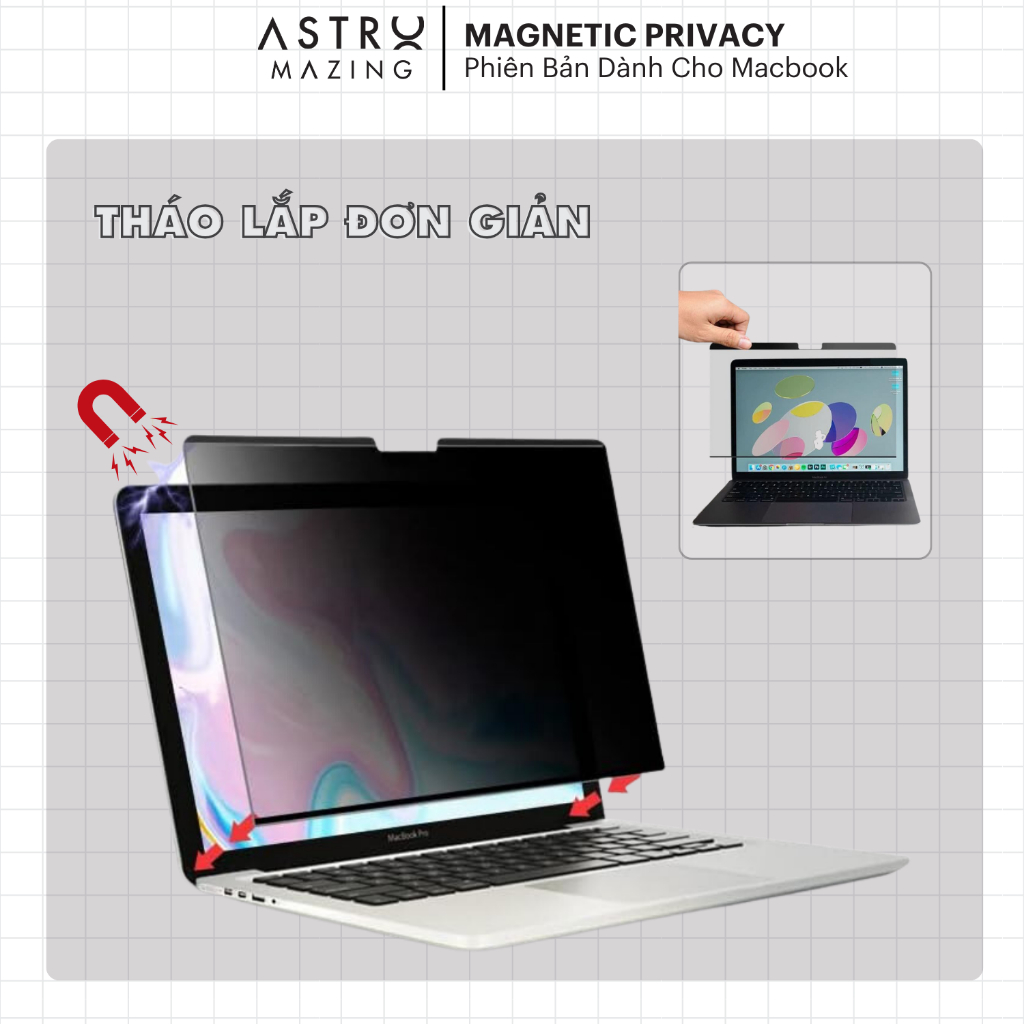 [Chống nhìn trộm] Miếng dán nam châm Magnetic Privacy Film by Astromazing cho MacBook Air Pro 13 14 15 16 inch M1 M2