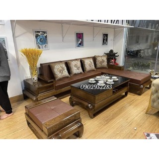 Bộ bàn ghế Sofa gỗ sồi chân đùi gà S02