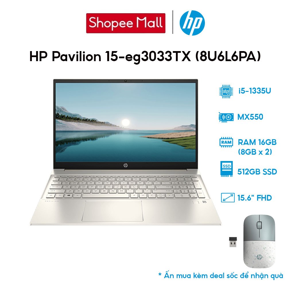 Laptop HP Pavilion 15-eg3033TX 8U6L6PA i5-1335U | 16GB | 512GB | VGA MX550 2GB