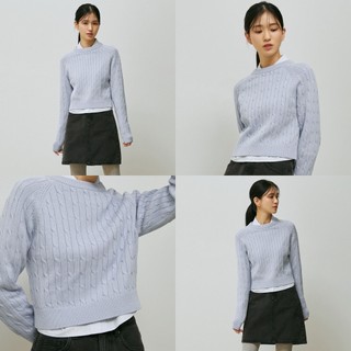 [SPKWD4TU11] Áo SPAO Cable Round Neck Crop Sweater