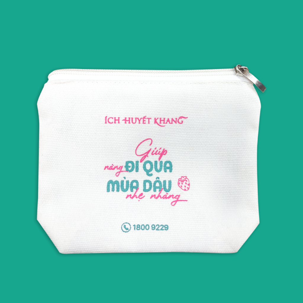 [MKT GIFT Quà tặng không bán] Túi Đựng Mỹ Phẩm Ích Huyết Khang, Túi Canvas