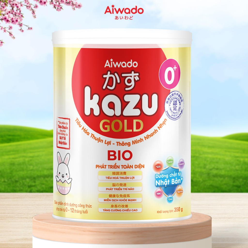 Sữa bột Aiwado KAZU BIO GOLD 0+ lon 350g - SỮA MÁT TIÊU HOÁ